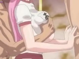 Veľký meloned anime šľapka dostane ústa vyplnený