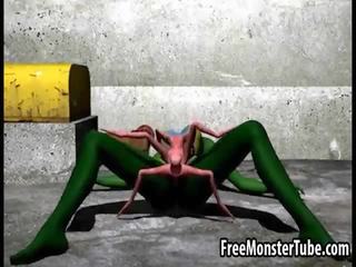3d kartun mahluk asing seductress mendapat fucked keras oleh yang spider