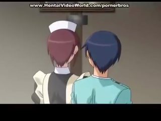 Dirty anime maid rides a hard penis